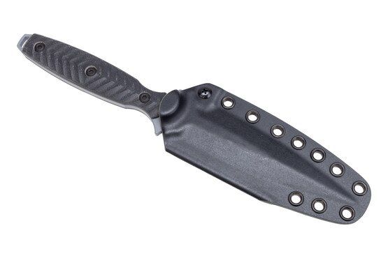 The Toor Knives Specter R includes a black Kydex sheath.